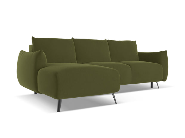 Coltar Extensibil, Sezlong pe Stanga, Tapitat cu Stofa, Malie Velvet C23 Verde Olive, l242xA162xH86 cm (3)