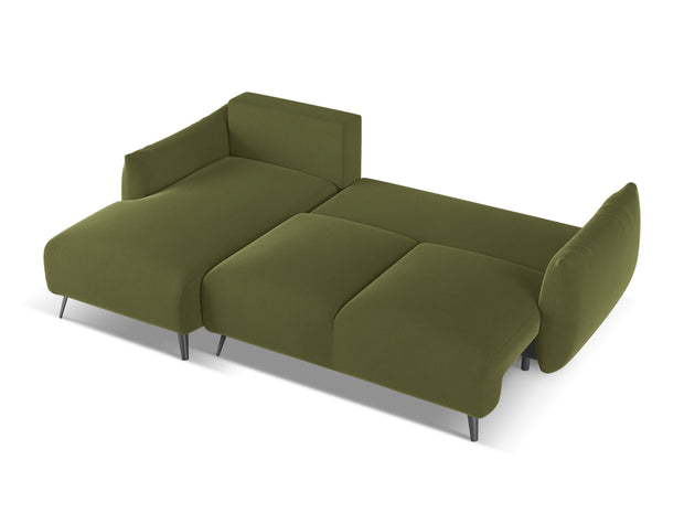 Coltar Extensibil, Sezlong pe Stanga, Tapitat cu Stofa, Malie Velvet C23 Verde Olive, l242xA162xH86 cm (5)