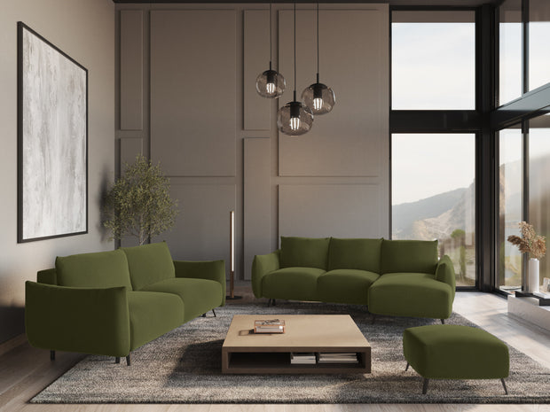 Coltar Extensibil, Sezlong pe Dreapta, Tapitat cu Stofa, Malie Velvet C23 Verde Olive, l242xA162xH86 cm (1)