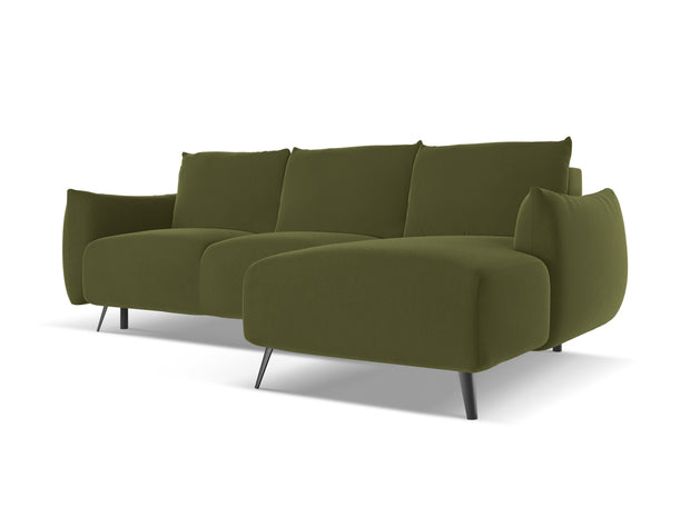 Coltar Extensibil, Sezlong pe Dreapta, Tapitat cu Stofa, Malie Velvet C23 Verde Olive, l242xA162xH86 cm (3)