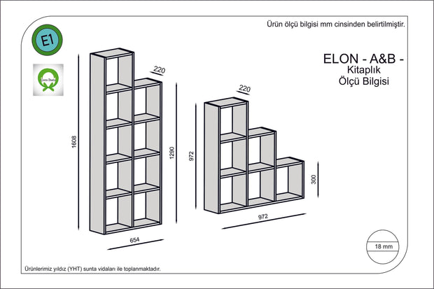 Biblioteca din pal, Elon Alb, l65,4xA22xH160,8 cm (1)