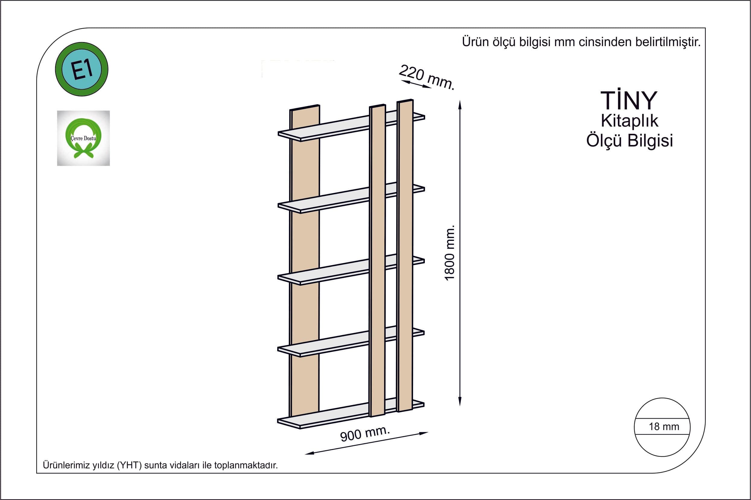 Biblioteca din pal, Tiny Alb, l90xA25,5xH180 cm (1)