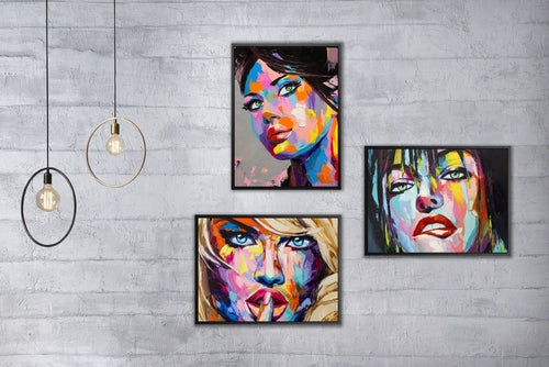 Tablou 3 piese Ladys Multicolor, 99 x 44 cm