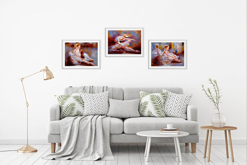 Tablou 3 piese Balerinas Multicolor, 99 x 44 cm