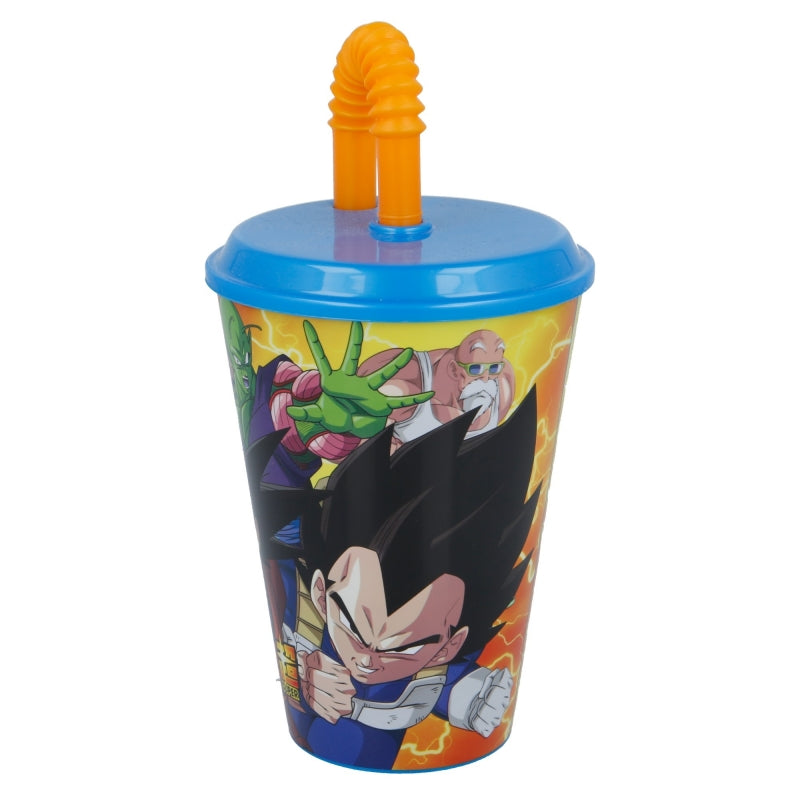 Pahar pentru copii, din plastic, cu pai, Dragon Ball Multicolor, 430 ml (1)