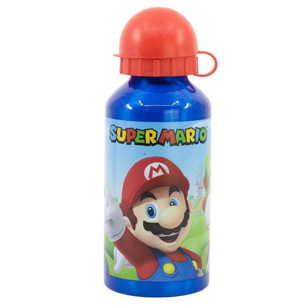 Sticla de apa pentru copii, din aluminiu, Super Mario Multicolor, 400 ml