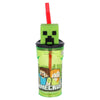 Pahar pentru copii, din plastic, cu pai si figurina, Minecraft Multicolor, 360 ml