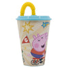 Pahar pentru copii, din plastic, cu pai, Peppa Pig Multicolor, 430 ml (1)