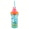 Pahar pentru copii, din plastic, cu pai si figurina, Peppa Pig Multicolor, 360 ml