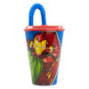 Pahar pentru copii, din plastic, cu pai, Avengers Multicolor, 430 ml (1)