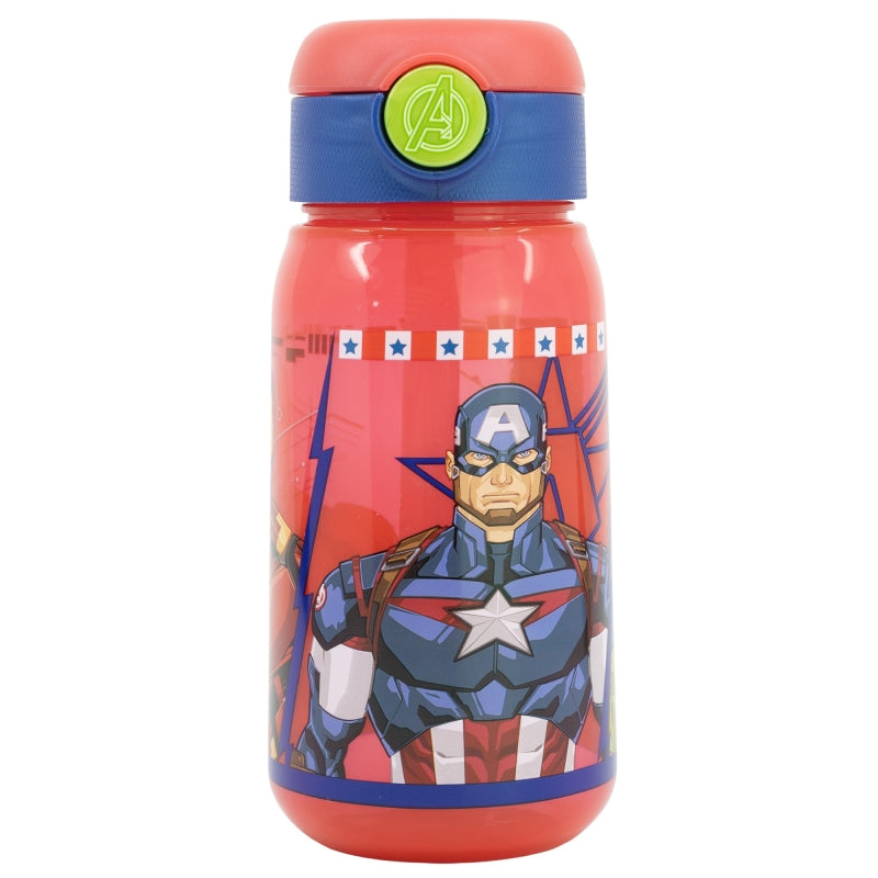 Sticla de apa pentru copii, cu pai, din plastic, Avengers Multicolor, 510 ml