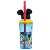 Pahar pentru copii, din plastic, cu pai si figurina, Mickey Mouse Multicolor, 360 ml (1)