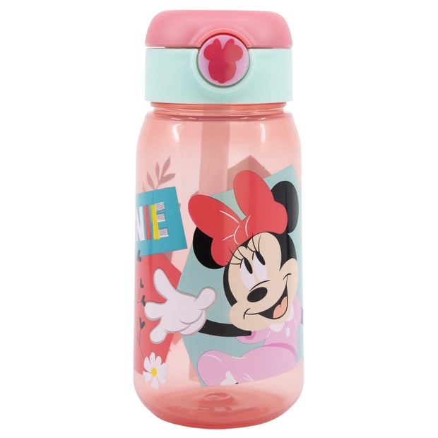 Sticla de apa pentru copii, cu pai, din plastic, Minnie Mouse Multicolor, 510 ml