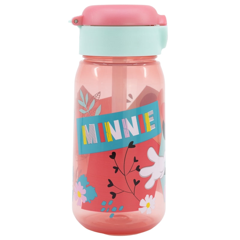 Sticla de apa pentru copii, cu pai, din plastic, Minnie Mouse Multicolor, 510 ml (1)