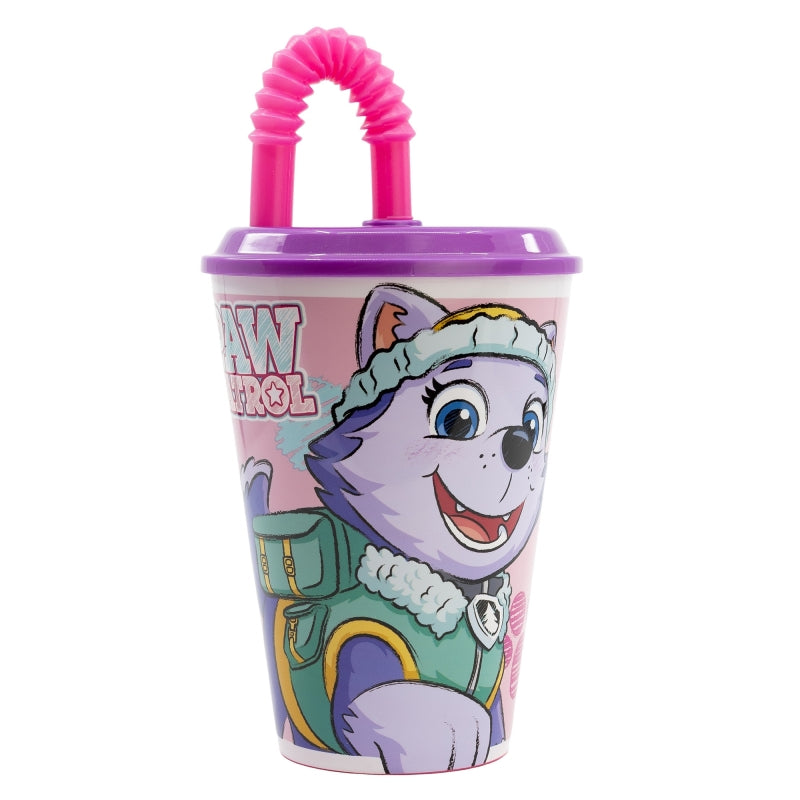 Pahar pentru copii, din plastic, cu pai, Paw Patrol Multicolor, 430 ml (1)