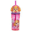 Pahar pentru copii, din plastic, cu pai si figurina, Paw Patrol Multicolor, 360 ml