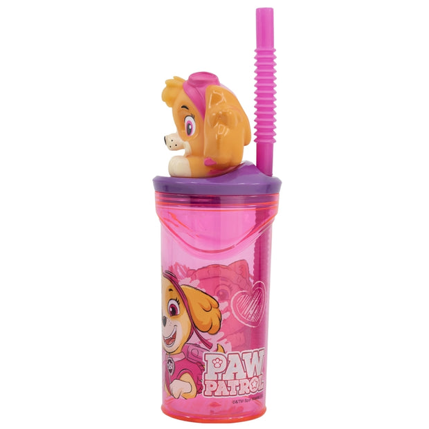 Pahar pentru copii, din plastic, cu pai si figurina, Paw Patrol Multicolor, 360 ml (1)