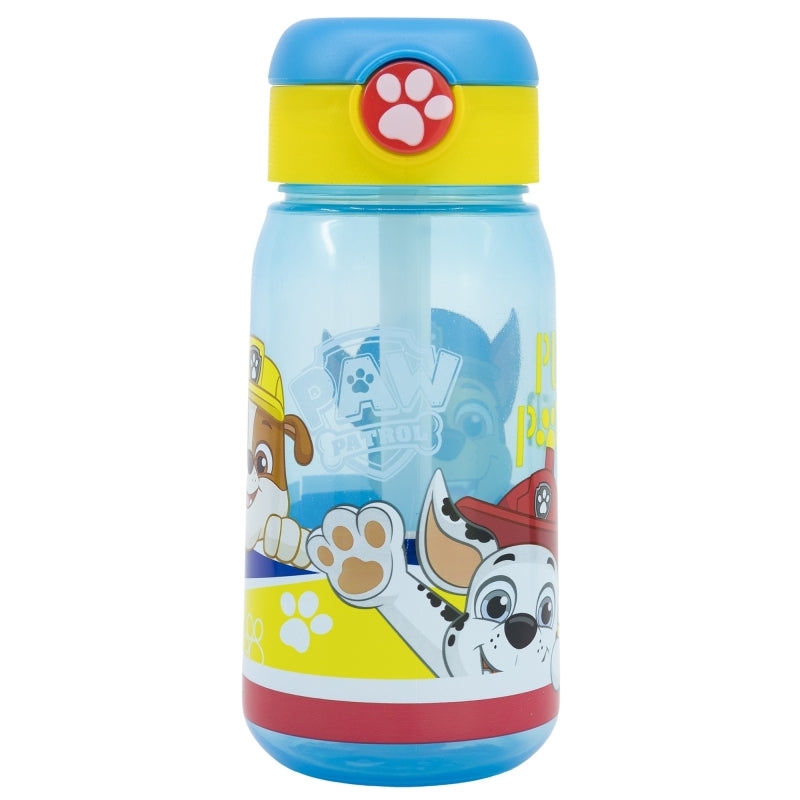 Sticla de apa pentru copii, cu pai, din plastic, Paw Patrol Multicolor, 510 ml