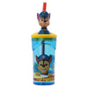 Pahar pentru copii, din plastic, cu pai si figurina, Pup Power Multicolor, 360 ml