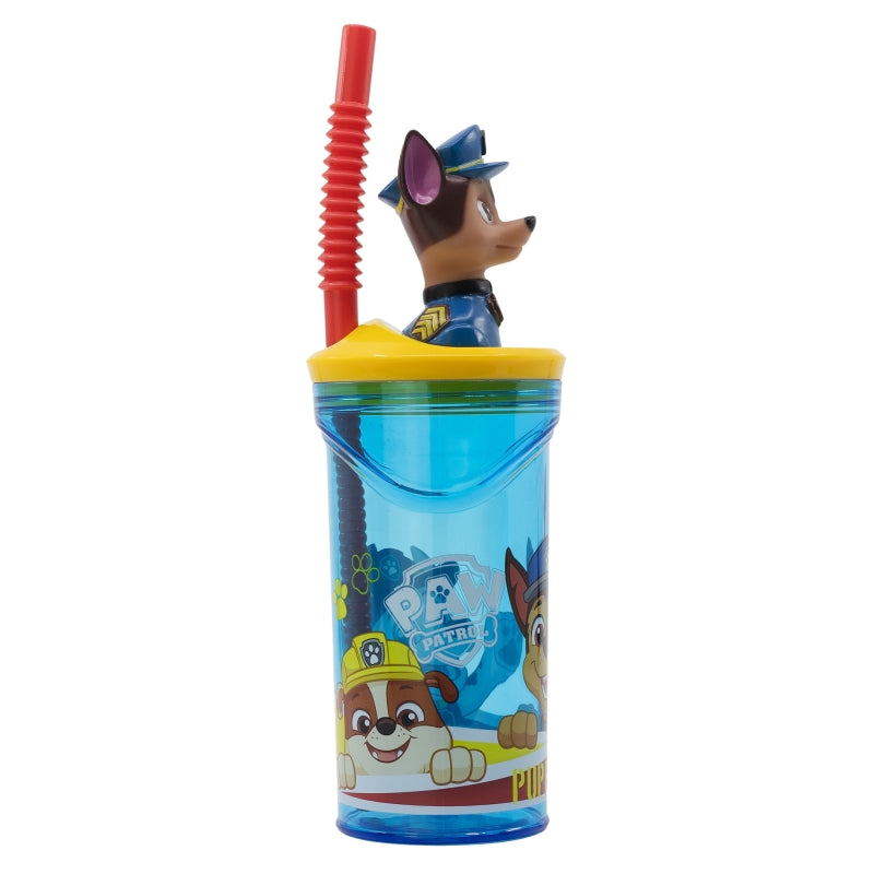 Pahar pentru copii, din plastic, cu pai si figurina, Pup Power Multicolor, 360 ml (1)