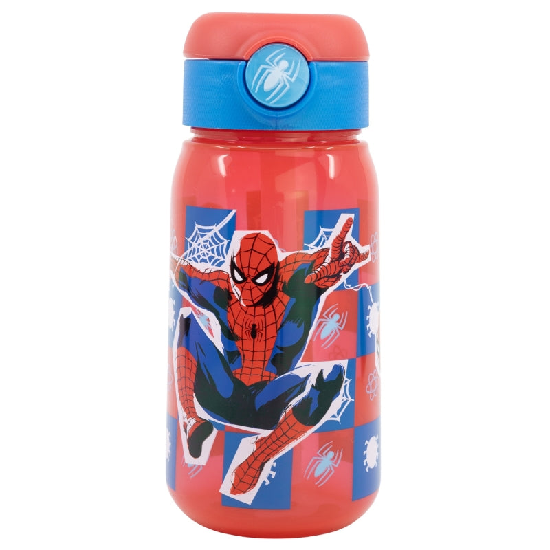 Sticla de apa pentru copii, cu pai, din plastic, Spider-Man Multicolor, 510 ml