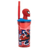 Pahar pentru copii, din plastic, cu pai si figurina, Spider-Man Multicolor, 360 ml (1)