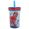 Pahar anti-rasturnare pentru bebe, din plastic, cu pai, Spider-Man Multicolor, 370 ml