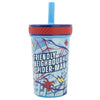 Pahar anti-rasturnare pentru bebe, din plastic, cu pai, Spider-Man Multicolor, 370 ml (1)