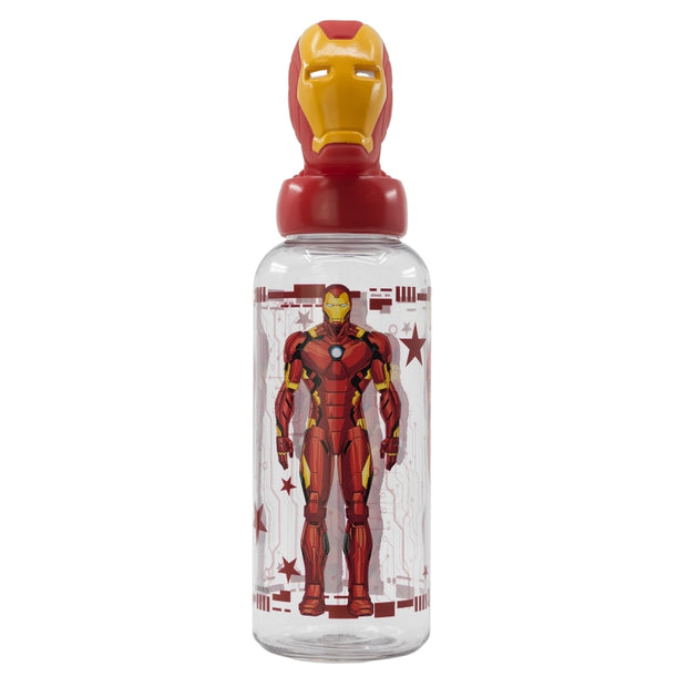 Sticla de apa pentru copii cu figurina, din plastic, Iron Man Multicolor, 560 ml