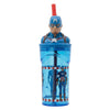 Pahar pentru copii, din plastic, cu pai si figurina, Avengers Multicolor, 360 ml