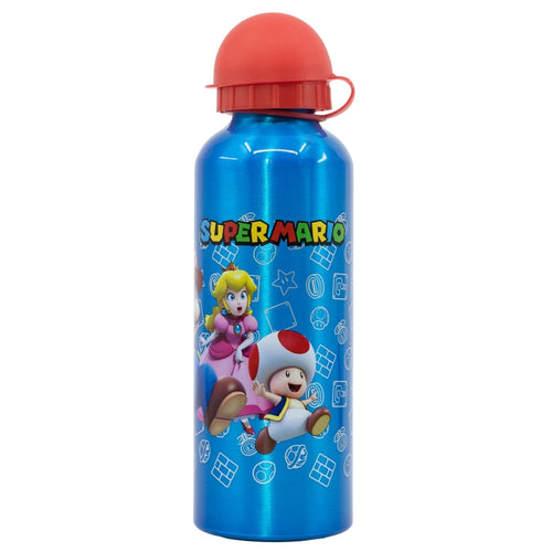 Sticla de apa pentru copii, din aluminiu, Super Mario Multicolor, 530 ml