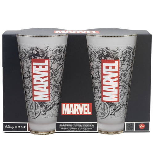 Set 2 pahare din sticla, Avengers Multicolor, 490 ml