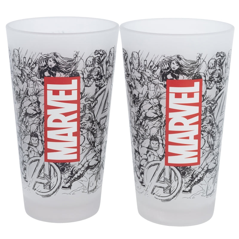 Set 2 pahare din sticla, Avengers Multicolor, 490 ml (1)