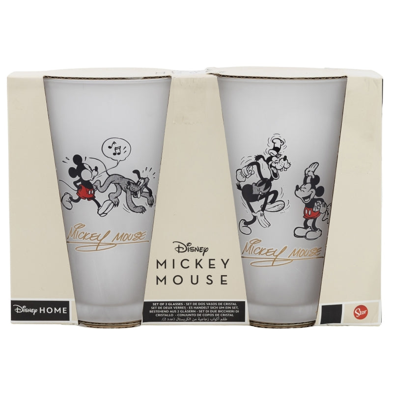 Set 2 pahare din sticla, Mickey Mouse Multicolor, 490 ml