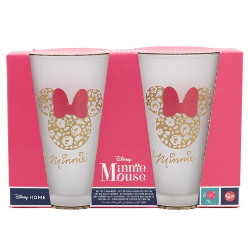 Set 2 pahare din sticla, Minnie Mouse Multicolor, 490 ml