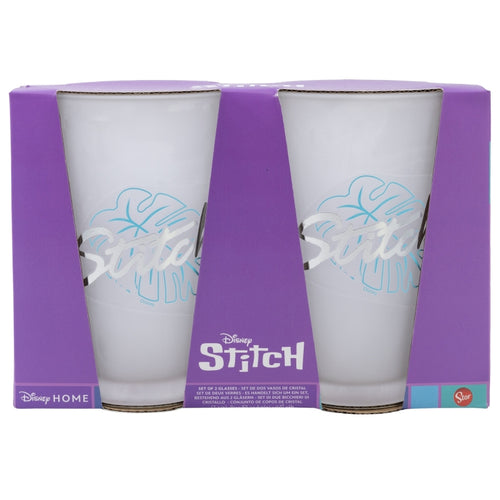 Set 2 pahare din sticla, Stitch Multicolor, 490 ml