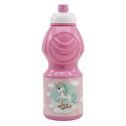 Sticla de apa sport pentru copii, din plastic, Unicorn Multicolor, 400 ml