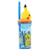 Pahar pentru copii, din plastic, cu pai si figurina, Pokemon Multicolor, 360 ml (1)