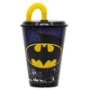 Pahar pentru copii, din plastic, cu pai, Batman Multicolor, 430 ml