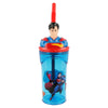 Pahar pentru copii, din plastic, cu pai si figurina, Superman Multicolor, 360 ml