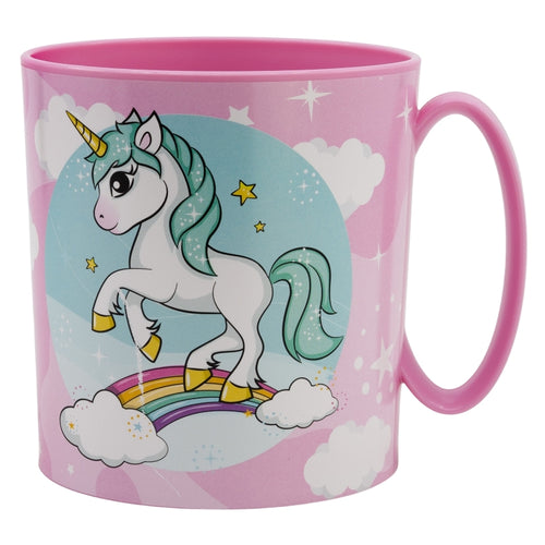 Cana pentru copii, din plastic, Unicorn Multicolor, 390 ml