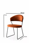 Set 2 scaune tapitate cu stofa si picioare metalice, MN - 887 V2 Velvet Caramiziu / Negru, l56xA53xH75 cm (2)