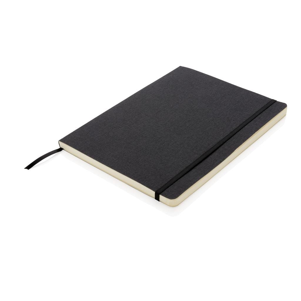 Xindao Agenda 160 pagini cu liniatura, coperta din material textil, Deluxe XL Negru, 19 x 25 cm, SomProduct