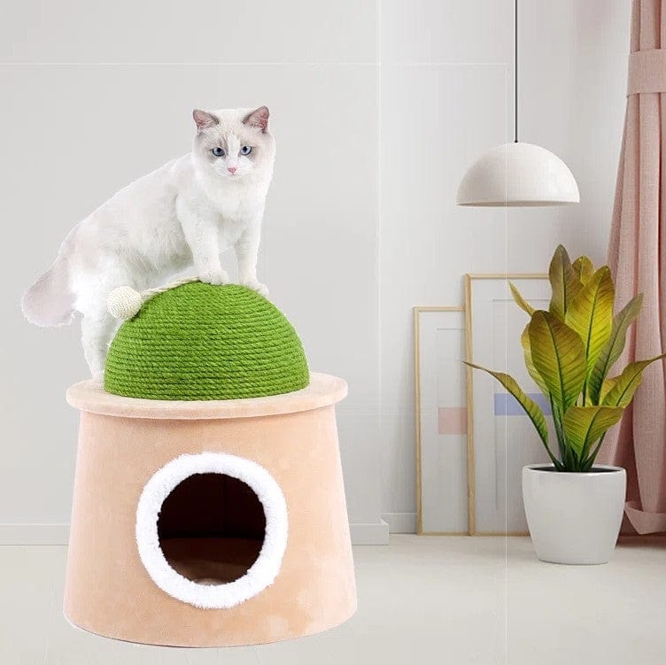 Tianyuan Pet Ansamblu de joaca pentru pisici, Cozy Verde / Bej deschis, Ø43xH47 cm