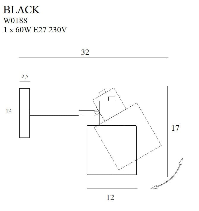 Maxlight Aplica Black W0188 Alb / Negru