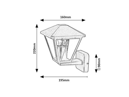 RabaLux Aplica exterior Paravento 7146 Negru / Transparent