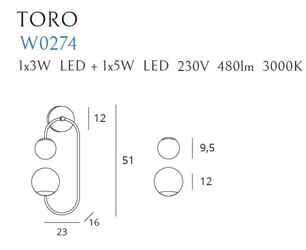 Maxlight Aplica Toro W0274 Auriu