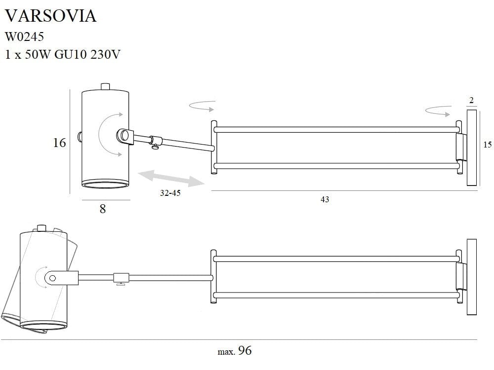 Aplica Varsovia W0245 Alama / Antracit (3)