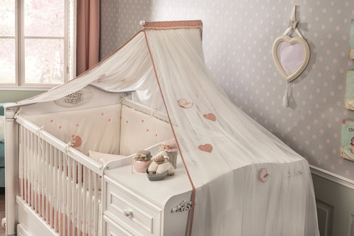 Cilek Baldachin Decorativ pentru patut, Romantic Baby Alb / Roz, l300xH220 cm