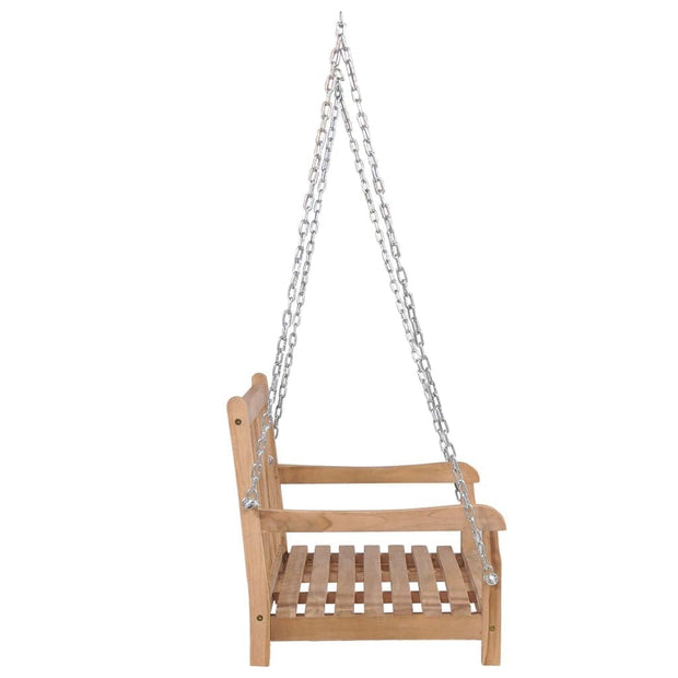 VidaXL Banca balansoar pentru gradina, din lemn de tec si 2 perne incluse, Swing Grej / Natural, l120xA60xH57,5 cm